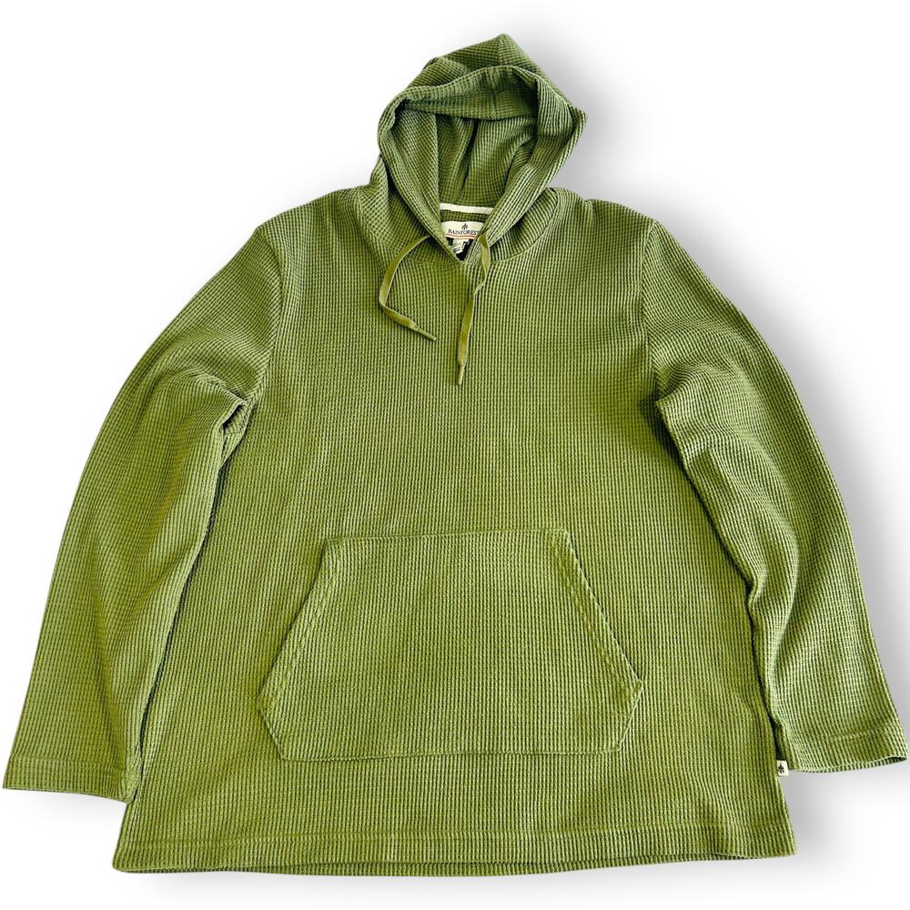 Rainforest Mens XXL Hoodie Waffle Knit Olive Polyester Stretch